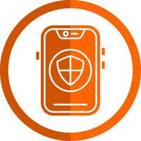 Shield Glyph Orange Circle Icon vector