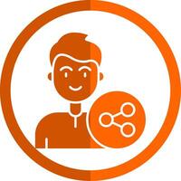 Share Glyph Orange Circle Icon vector