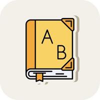 Dictionary Line Filled White Shadow Icon vector