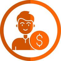 Dollar Glyph Orange Circle Icon vector