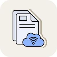 Cloud Line Filled White Shadow Icon vector