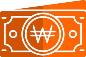 won glifo naranja circulo icono vector