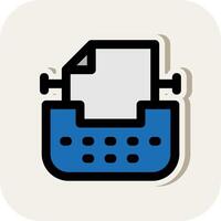 Typewriter Line Filled White Shadow Icon vector