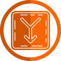 Merge Glyph Orange Circle Icon vector