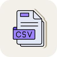 Csv Line Filled White Shadow Icon vector