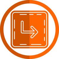 Turn Glyph Orange Circle Icon vector