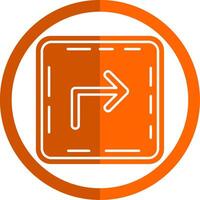 Turn Glyph Orange Circle Icon vector