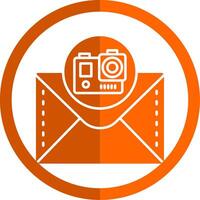 Camera Glyph Orange Circle Icon vector