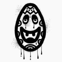 Easter egg emoticon graffiti drawn with black spray paint vector