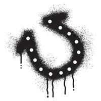 Horseshoe graffiti drawn with black spray paint vector