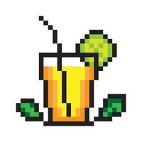 Lemonade in 8 bit pixel art style vector