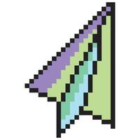 Paper airplane in pixel art style vector