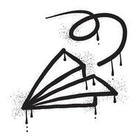 Paper airplane graffiti drawn with black spray paint vector