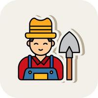 Farmer Line Filled White Shadow Icon vector