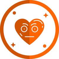 Embarrassed Glyph Orange Circle Icon vector