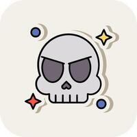 Skull Line Filled White Shadow Icon vector