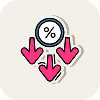 Discount Line Filled White Shadow Icon vector