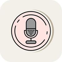 Microphone Line Filled White Shadow Icon vector