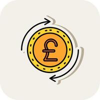 Pound Line Filled White Shadow Icon vector
