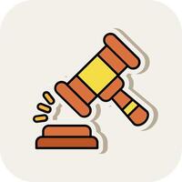 Gavel Line Filled White Shadow Icon vector