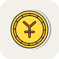 Yen Line Filled White Shadow Icon vector