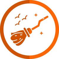 Broom Glyph Orange Circle Icon vector