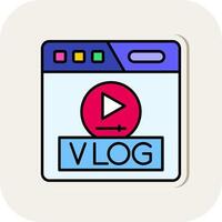 Vlog Line Filled White Shadow Icon vector