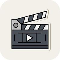 Movie Line Filled White Shadow Icon vector