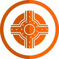 Roundabout Glyph Orange Circle Icon vector