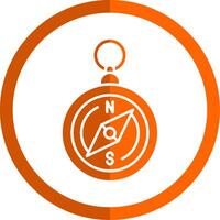 Brújula glifo naranja circulo icono vector