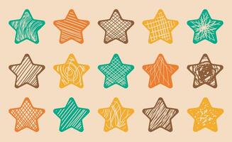 vistoso decorativo estrellas en retro estilo vector