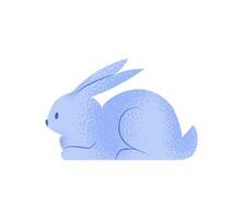 Easter rabbit character isolated on white background  in modern style with grainy texture. vector