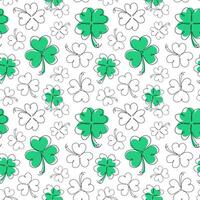 Seamless pattern with clover green leaves isolated on white background vector