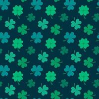Seamless floral pattern with clover green leaves on dark background vector