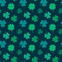 Seamless floral pattern with clover green leaves on dark background vector