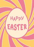 Happy Easter greeting card with groovy background in retro style vector