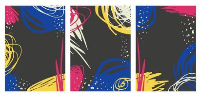 Set of abstract vector illustrations with hand drawn splashes