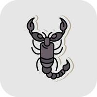 Scorpion Line Filled White Shadow Icon vector