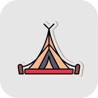 Tent Line Filled White Shadow Icon vector