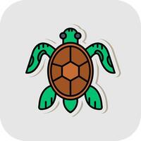 Turtle Line Filled White Shadow Icon vector