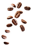 ai gerado assado café feijões queda com dinâmico movimento em transparente fundo - estoque png. png