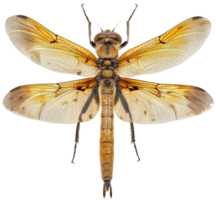 AI generated Orange dragonfly with transparent wings on transparent background - stock png. png