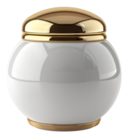 AI generated White and gold cream jar for skincare on transparent background - stock png. png