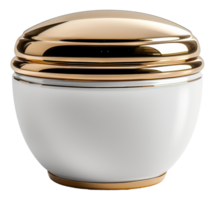 AI generated White and gold cream jar for skincare on transparent background - stock png. png