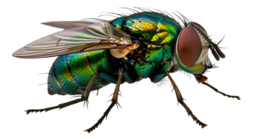 AI generated Detailed green bottle fly on transparent background - stock png. png