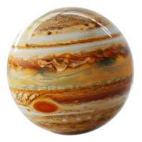 AI generated High-resolution image of planet Jupiter with swirling storms and red spot on transparent background - stock png. png