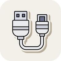 Usb Line Filled White Shadow Icon vector