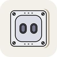 Socket Line Filled White Shadow Icon vector