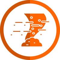 Tornado Glyph Orange Circle Icon vector