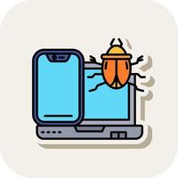 Bug Line Filled White Shadow Icon vector